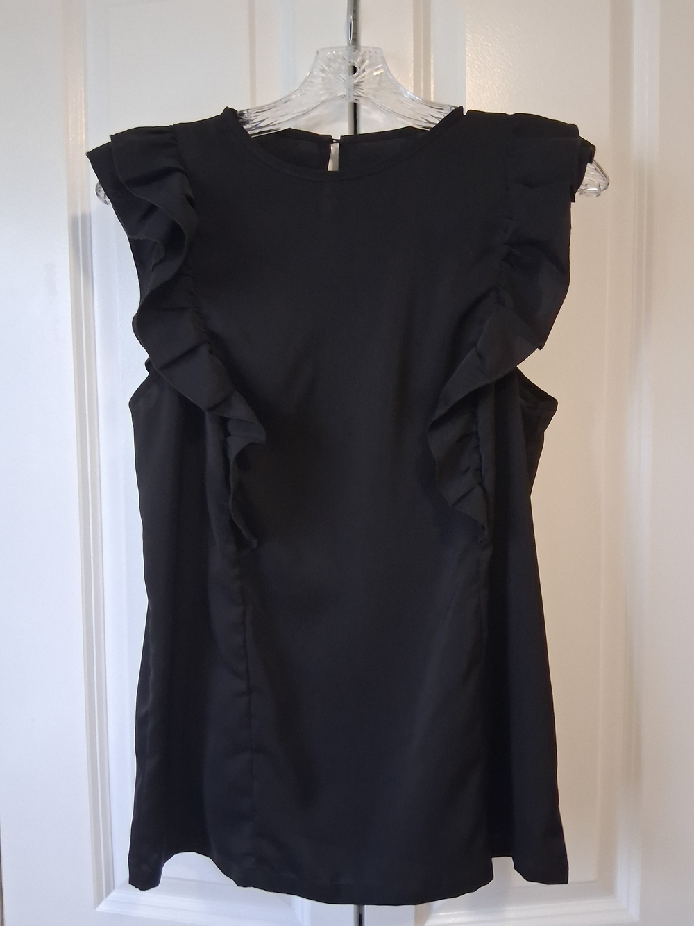 SHEIN Black Ruffle Sleeve Blouse